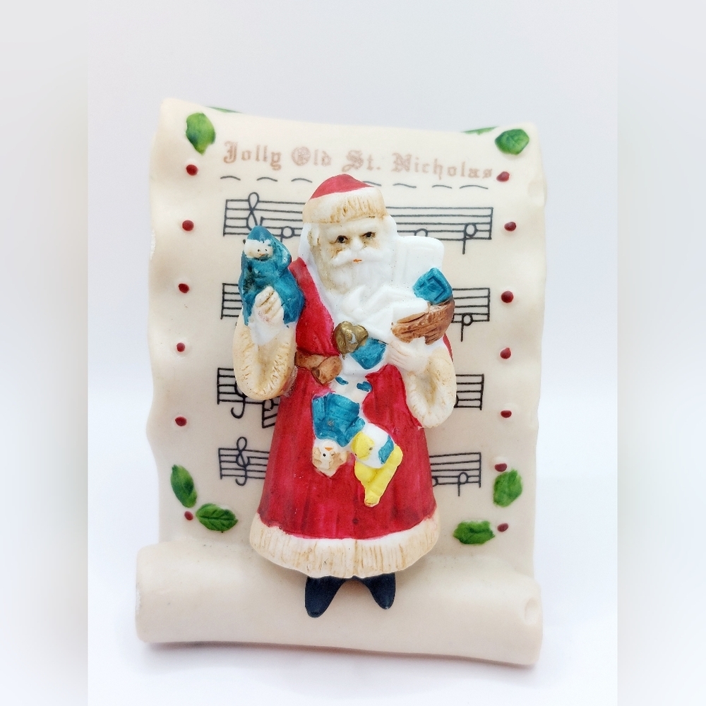 Vtg 1990 John Grossman Enesco The Gifted Line Santa figurine on Scroll Christmas